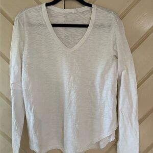 Wilt White V-Neck Long Sleeve Top